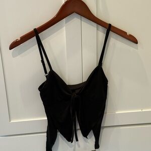 Black Tie-Front Spaghetti Strap Top